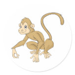 Friendly Monkey Round Sticker