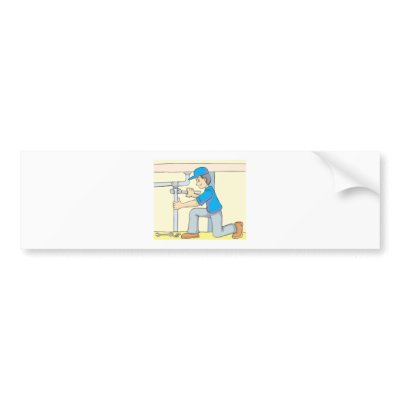 Friendly Plumber Cartoon Bumper Stickers by graphicdesigner