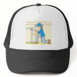 Friendly Plumber Cartoon Trucker Hat