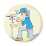 Friendly Plumber Cartoon Fridge Magnet
