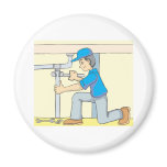 Friendly Plumber Cartoon Refrigerator Magnets