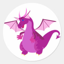 Friendly Purple and Pink Dragon Stickers