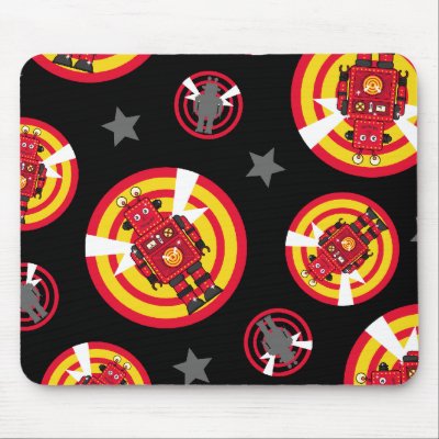 Friendly Retro Robot Repeat Pattern Use Pad by jojoproductshop