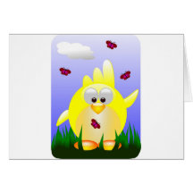 Friendly waving Easter Chick Greeting Card