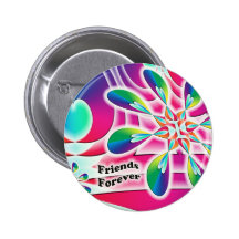 Friends Forever Rainbow Heart Flower Button