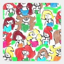 FRIENDS, FRENEMIES, ENEMIES, ALL TOGETHER SQUARE STICKERS