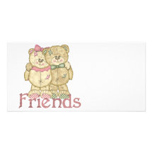 Friends Teddy Bear Pair - Original Colours Personalized Photo Card