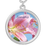 Friendship gifts Holiday Pink Lily Flower necklace