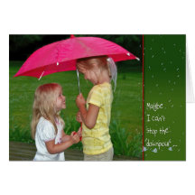 Friendship in the rain greeting cards