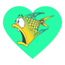 Frightened Fish Heart Sticker