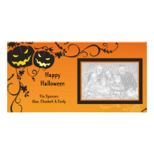 Frightening Pumpkins Halloween Photo Card