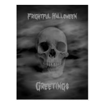 Frightful Halloween greetings ghostly skull Postcards