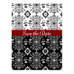 Frilly Black, White and Red Save the Date Postcard