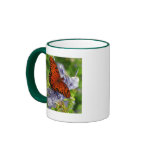 Fritillary Butterfly, Blue FLowers Coffee Mug