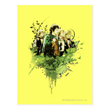Frodo with Hobbits Vector Collage Post Cards