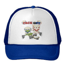 Frog and Bear Hockey Face Off Tshirts and Gifts Trucker Hat