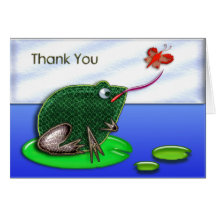 Frog and Bug in a Pond Thanks Greeting Card