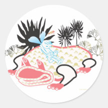 Frog and girl round stickers