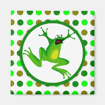 Frog and Green Polka Dots Refrigerator Magnet