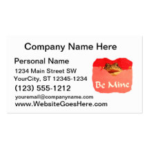 Frog be mine cutout valentine business cards