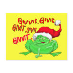 Frog cartoon with frog santa hat givit givit givit