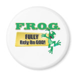 FROG CHRISTIAN ACRONYM FULLY RELY ON GOD REFRIGERATOR MAGNETS