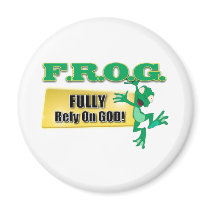 FROG CHRISTIAN ACRONYM FULLY RELY ON GOD REFRIGERATOR MAGNETS