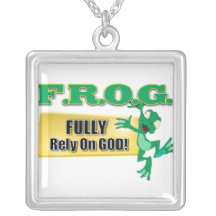 FROG CHRISTIAN ACRONYM NECKLACE  FULLY RELY ON GOD