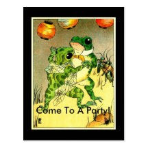 Frog Couple, Come To A Party! Post Cards
