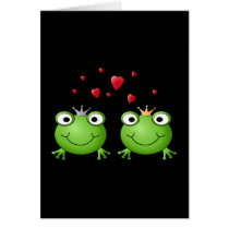 Frog Couple with hearts. Greeting Cards