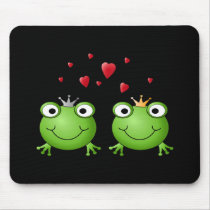Frog Couple with hearts. Mousepad