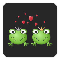 Frog Couple with hearts. Square Sticker