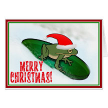 Frog Dashing Through the Snow on a Lily Pad Cards