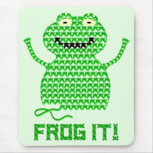 Frog It! Vector Crochet Frog (Green Background) Mousepads