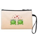 Frog Prince and Frog Princess, with hearts. Wristlet Clutch