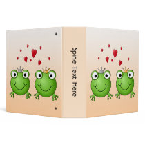 Frog Prince and Frog Princess, with hearts. Vinyl Binder