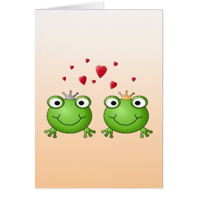 Frog Prince and Frog Princess, with hearts. Greeting Cards by Graphics_By_Metarla