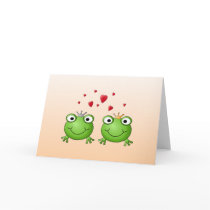 Frog Prince and Frog Princess, with hearts. Card