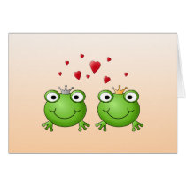 Frog Prince and Frog Princess, with hearts. Greeting Cards