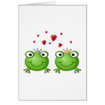 Frog Prince and Frog Princess, with hearts. Card