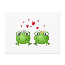 Frog Prince and Frog Princess, with hearts. Postcards