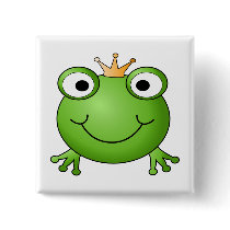 Frog Prince. Happy Frog. Pinback Buttons