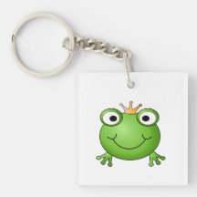 Frog Prince. Happy Frog. Square Acrylic Keychains