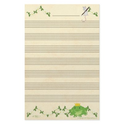 Frog Prince & Mouse Music Manuscript Paper Stationery by Mozartini