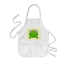 Frog Prince. Smiling Frog with a Crown. Aprons