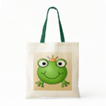 Frog Prince. Smiling Frog with a Crown. Tote Bag