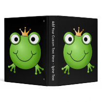 Frog Prince. Smiling Frog with a Crown. Binder