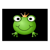 Frog Prince. Smiling Frog with a Crown. Business Card Template