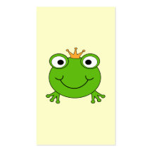 Frog Prince. Smiling Frog with a Crown. Business Card Template