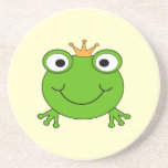 Frog Prince. Smiling Frog with a Crown. Coasters